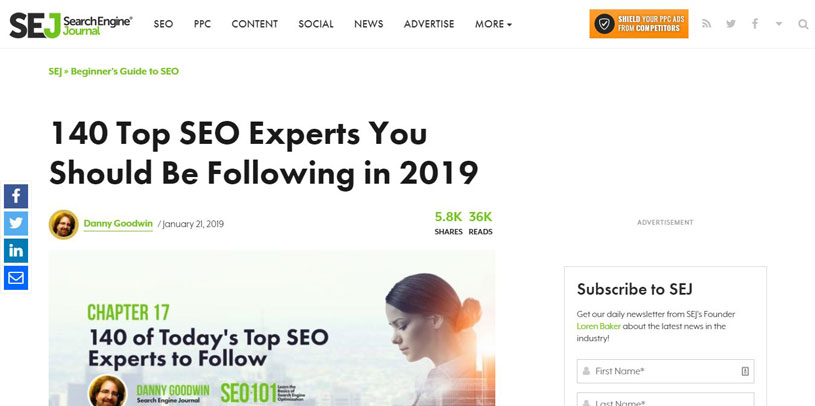 searchenginejournal.com top SEO experts list